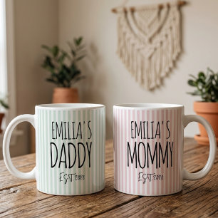 Mummy Pink Stripes Mother’s Day Personalised Coffee Mug