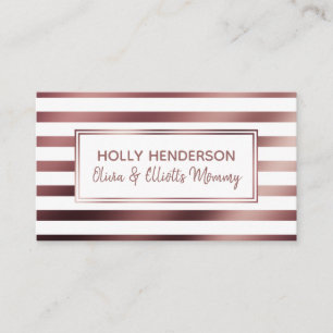 Mummy Play Date Card in Rose Gold & White Stripes
