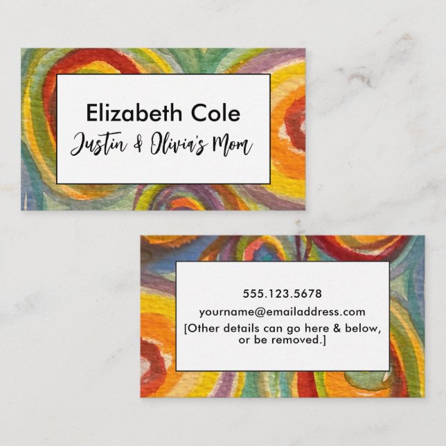 Mummy Playdate Colourful Painted Circles Calling Card (Front/Back)