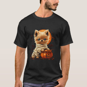 Mummy Pomeranian Pumpkin Scary Halloween Dog Lover T-Shirt