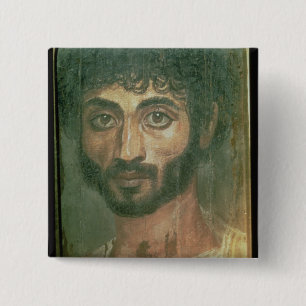 Mummy Portrait of a Man, from Fayum, Romano-Egypti 15 Cm Square Badge
