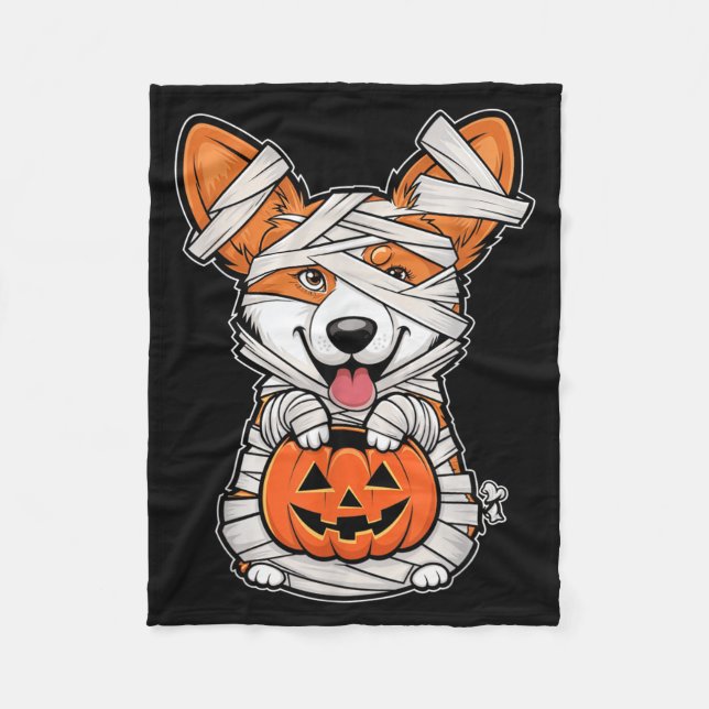 Mummy Pumpkin Halloween Pet Dog Fleece Blanket (Front)