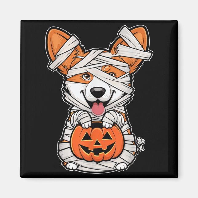 Mummy Pumpkin Halloween Pet Dog Magnet (Front)