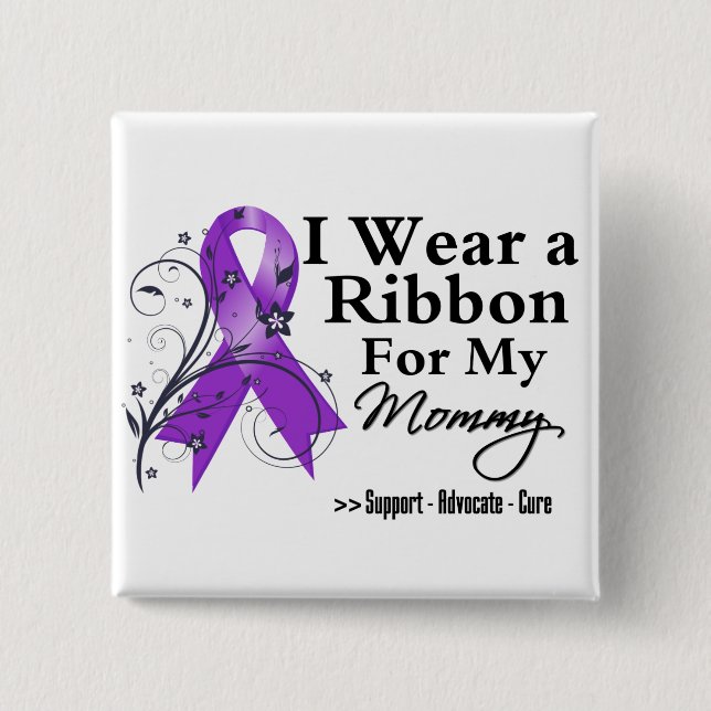 Mummy Purple Ribbon - Pancreatic Cancer 15 Cm Square Badge (Front)