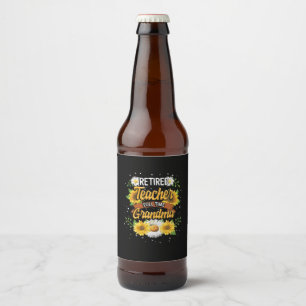Mummy Retired Teacher Full Time Grandma Retirement Beer Bottle Label