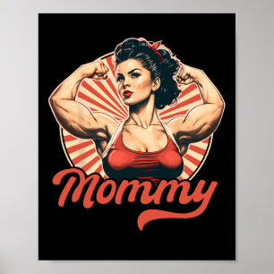 Mummy Retro Weightlifting And Bodybuilding Gym Mum Poster