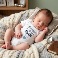 Mummy’s Little Man Cute Blue Baby Boy Typography