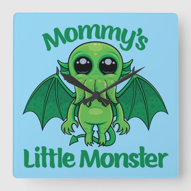Mummy’s Little Monster Cthulhu Cuddles Square Wall Clock (Front)