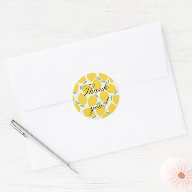 Mummy’s Main Squeeze Lemon Citrus Baby Shower Classic Round Sticker (Envelope)