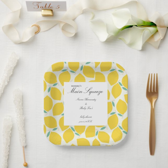 Mummy’s Main Squeeze Lemon Citrus Baby Shower Paper Plate (Wedding)