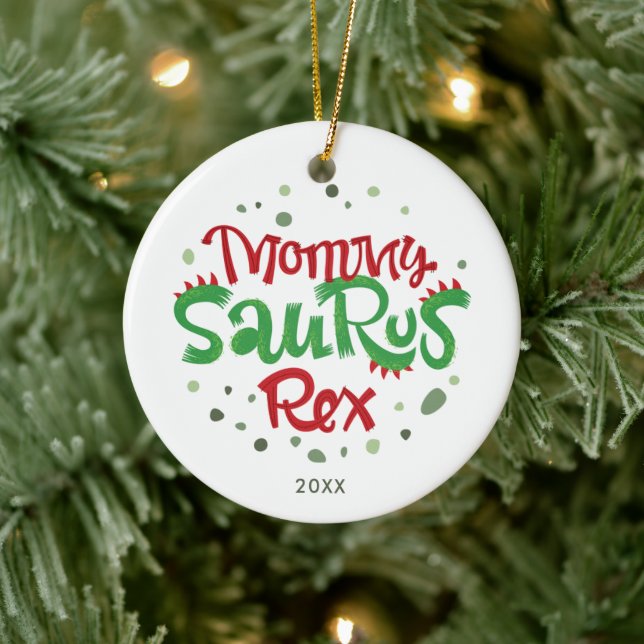 Mummy Saurus Rex Personalised 1st Christmas As Mum Ceramic Tree Decoration (Tree)