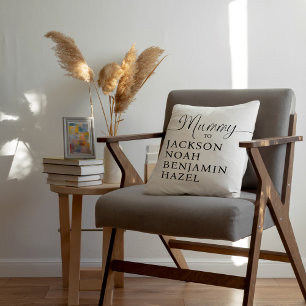 Mummy Script Personalised Kids Names Mother's Day Cushion