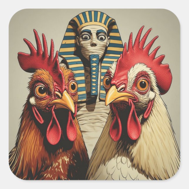"Mummy Selfie" Chessy Chicken Selfies Square Sticker (Front)