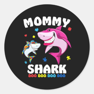 Mummy Shark Autism Awareness Gift -by Classic Round Sticker
