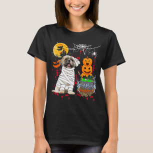 Mummy Shih Tzu Dog Halloween Dog Scary Pumpkins Lo T-Shirt