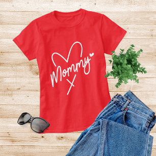 Mummy Simple Modern Script Typography Heart T-Shirt