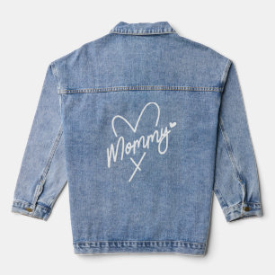 Mummy Simple Modern Script Typography Heart Tri-Bl Denim Jacket
