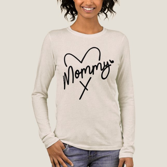 Mummy Simple Modern Script Typography Heart Tri-Blend Shirt (Front)