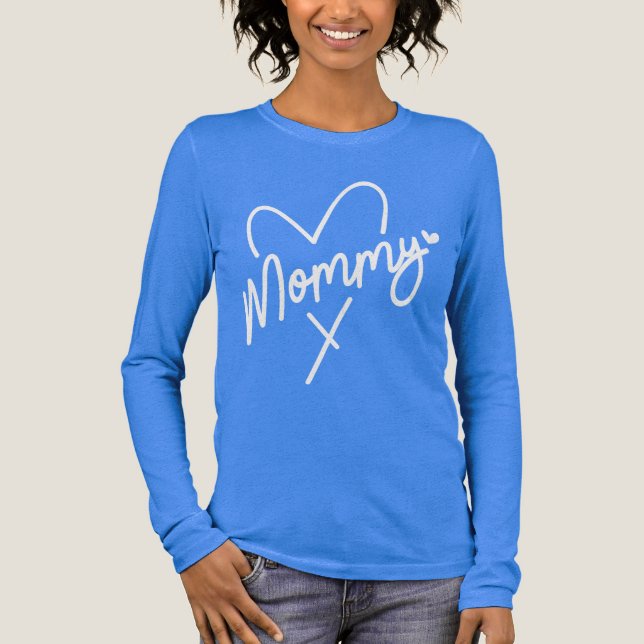 Mummy Simple Modern Script Typography Heart Tri-Blend Shirt (Front)