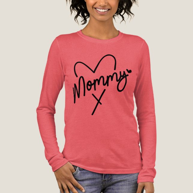 Mummy Simple Modern Script Typography Heart Tri-Blend Shirt (Front)