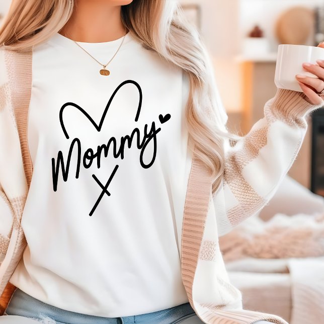 Mummy Simple Modern Script Typography Heart Tri-Blend Shirt (Creator Uploaded)