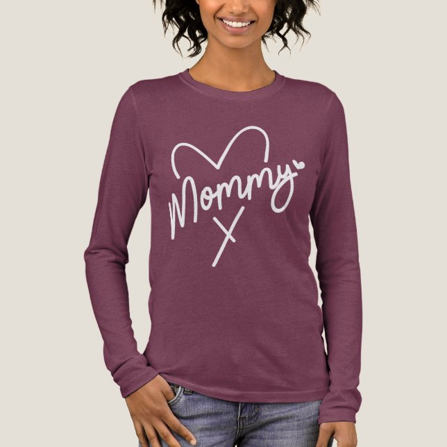 Mummy Simple Modern Script Typography Heart Tri-Blend Shirt (Front)