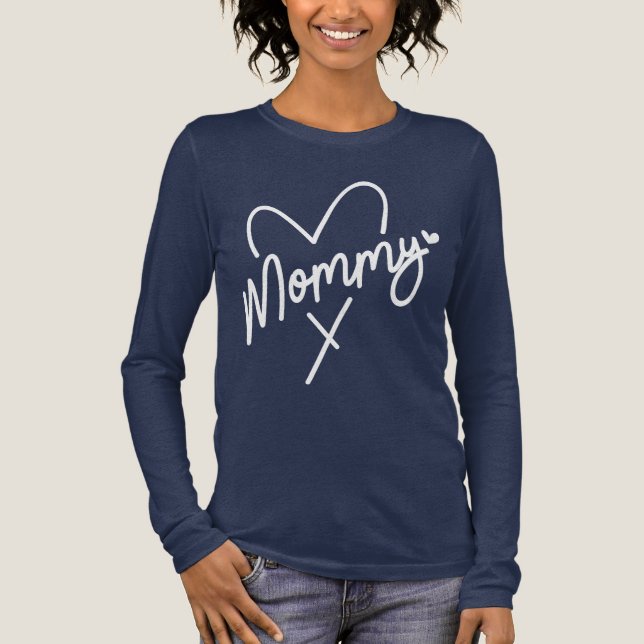 Mummy Simple Modern Script Typography Heart Tri-Blend Shirt (Front)