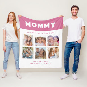 Mummy Simply The Best Photo Collage Personalised Fleece Blanket