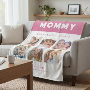 Mummy Simply The Best Photo Collage Personalised Fleece Blanket