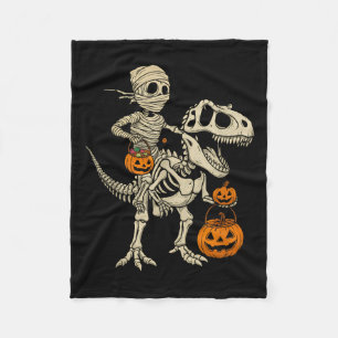 Mummy Skeleton Riding Dinosaur T Rex Kids Boys Men Fleece Blanket