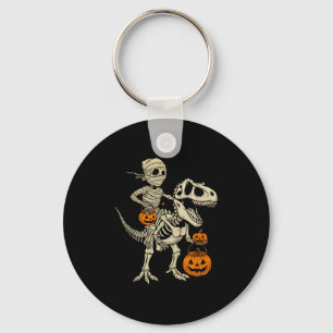 Mummy Skeleton Riding Dinosaur T Rex Kids Boys Men Key Ring