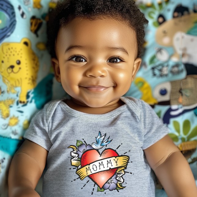 Mummy Tattoo Baby Bodysuit (A Mommy tattoo right on his / her little chest! It will make a beautiful gift for new moms.)