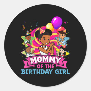 Mummy The Birthday Girl Party Pink Doll Family Dec Classic Round Sticker