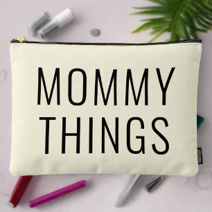 Mummy Things Essentials Black Script Neutral Accessory Pouch