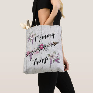 Mummy Things, Feathers and Flowers Tote Bag