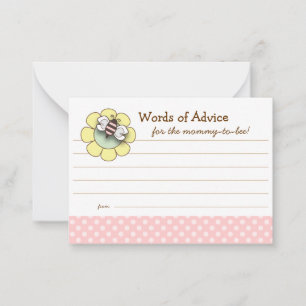 Mummy to Be Advice Card Baby Shower   Pink