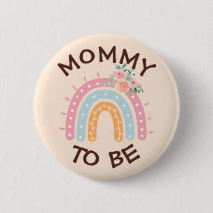 Mummy to be Baby Shower Button Pink Rainbow themed