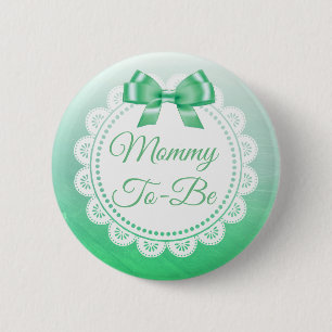 Mummy To Be Baby Shower Green Lace Button