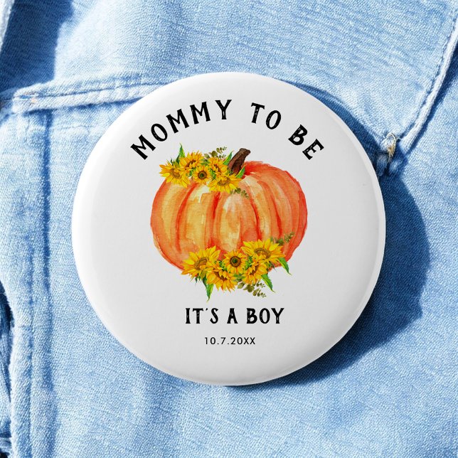 Mummy to be Baby Shower Orange Pumpkin Button (Creator Uploaded)