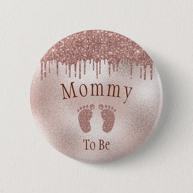 Mummy To Be Baby Shower Pink Girl Baby Feet Button (Front)