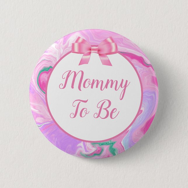 Mummy To Be Baby Shower Pink & Purple 6 Cm Round Badge (Front)