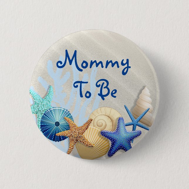 Mummy to Be, Beach Themed Baby Shower 6 Cm Round Badge (Front)