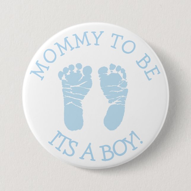 Mummy to be Blue and White Baby Shower Button (Front)