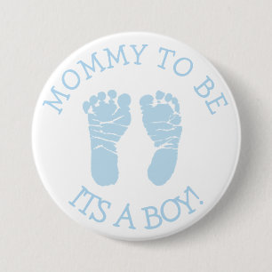 Mummy to be Blue and White Baby Shower Button