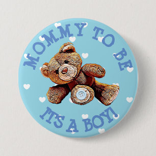 Mummy to be blue Bear hearts Baby Shower Button
