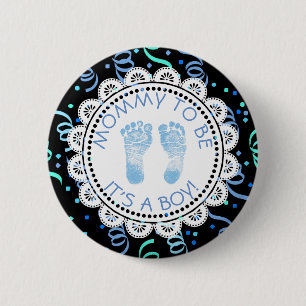 Mummy to be Blue & Black Baby Shower Button