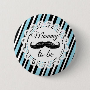 Mummy To Be Blue & Black Moustache Shower Button