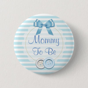 Mummy to be Blue Bow & Buttons Baby Shower Button
