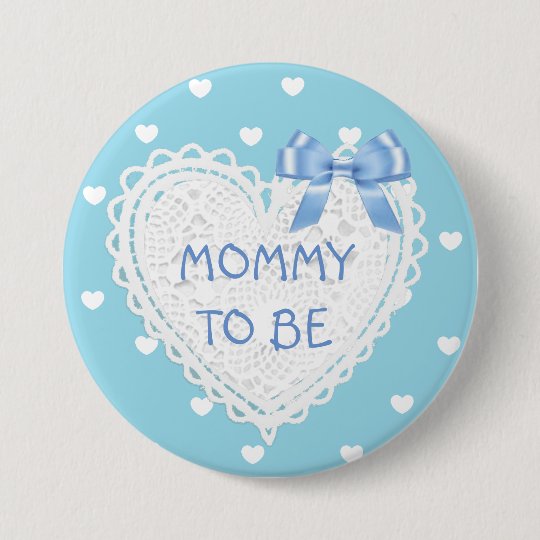 Mummy to be blue hearts Baby Shower Button