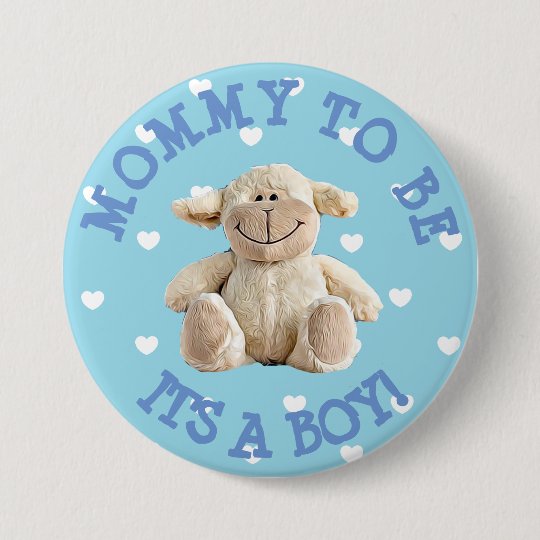 Mummy to be blue Lamb hearts Baby Shower Button